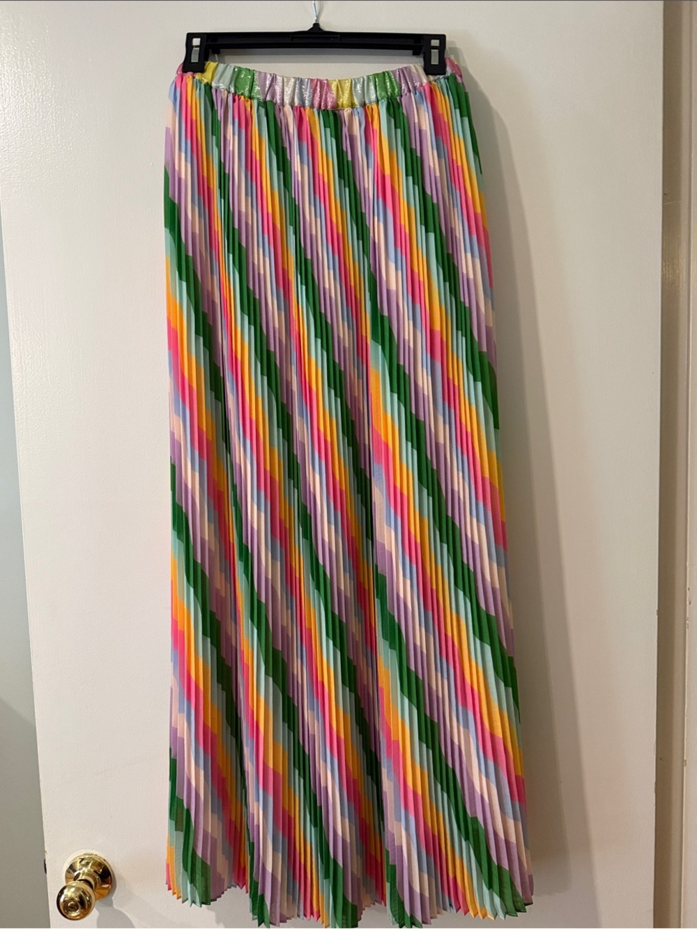 Colorful Pleated Maxi Skirt - Multi-Stripe
